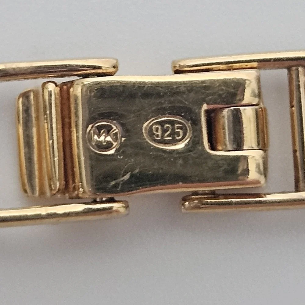 Michael Kors Sterling Silver Necklace Mercer Link Gold Plated 925 15